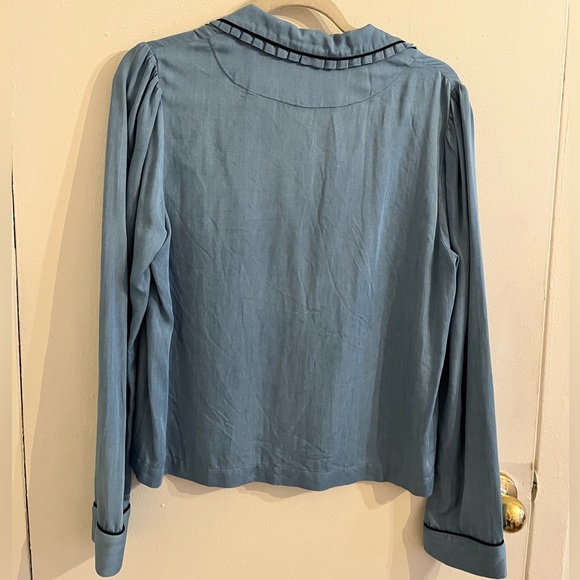 Fleur du Mal Chambray Button Down Shirt w/ Black Piping - Picture 3 of 3